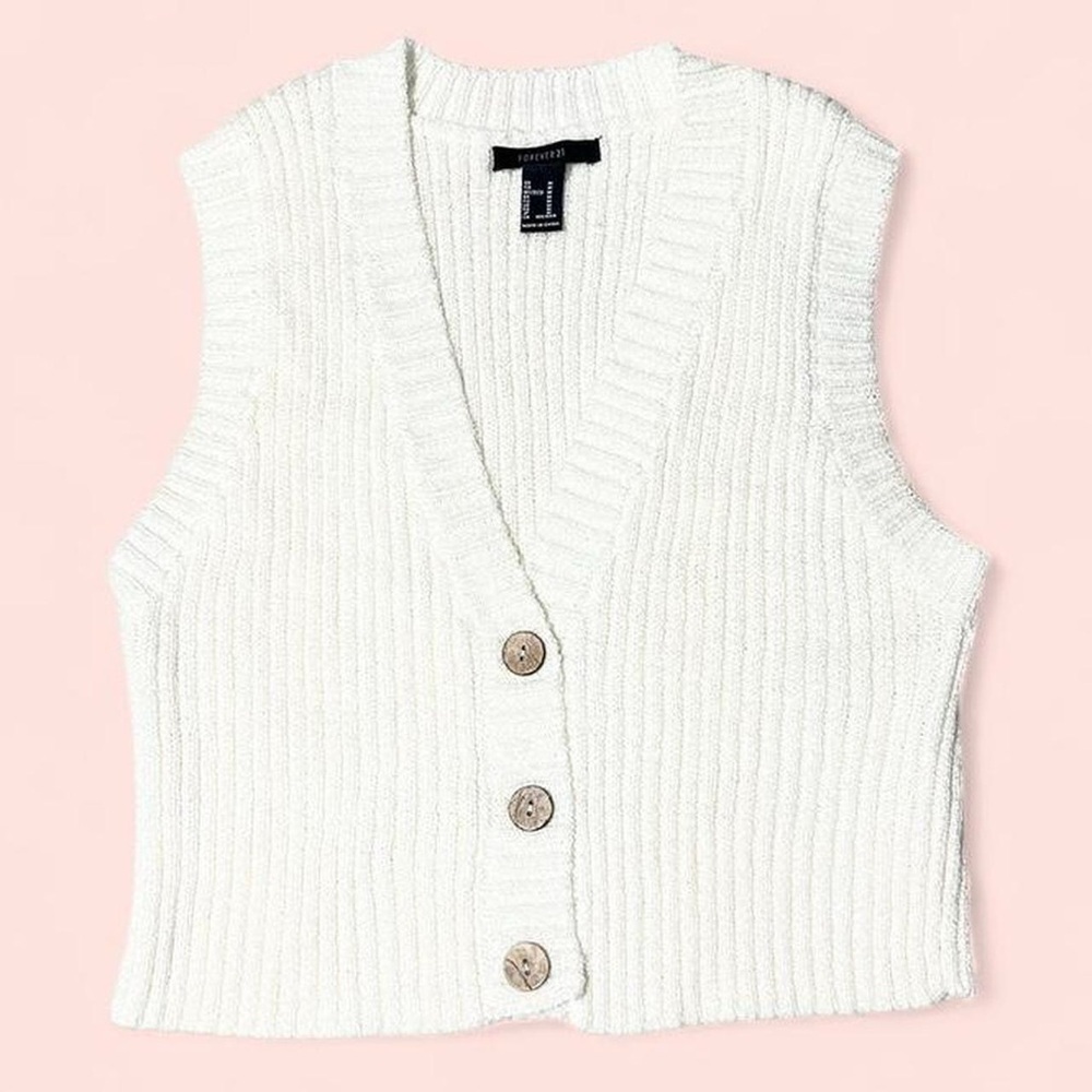 Forever 21 Ivory Ribbed Sweater